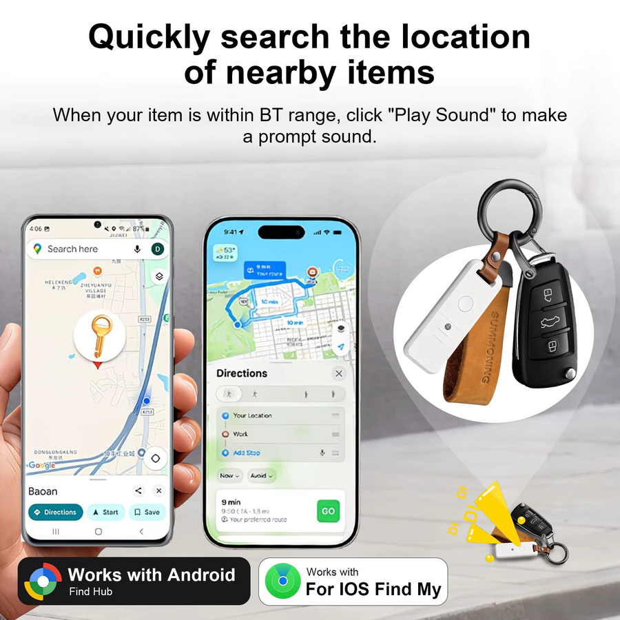 MOSON Dual-System GPS-Tracker für Google und Apple Find My, Tragbarer Smart Activity Tracker in Weiß - Bild 3