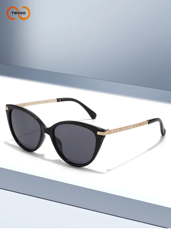 TWOOO Sonnenbrille Cat-Eye, Vollrand, Metall, Schwarz, Damen - Bild 3