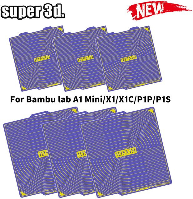 IdeaFormer PLA-Kaltbauplatte für Bambulab X1C P1S A1 Mini, doppelseitige Federstahl Bauplatte mit Super Haftung, Blau - Bild 1