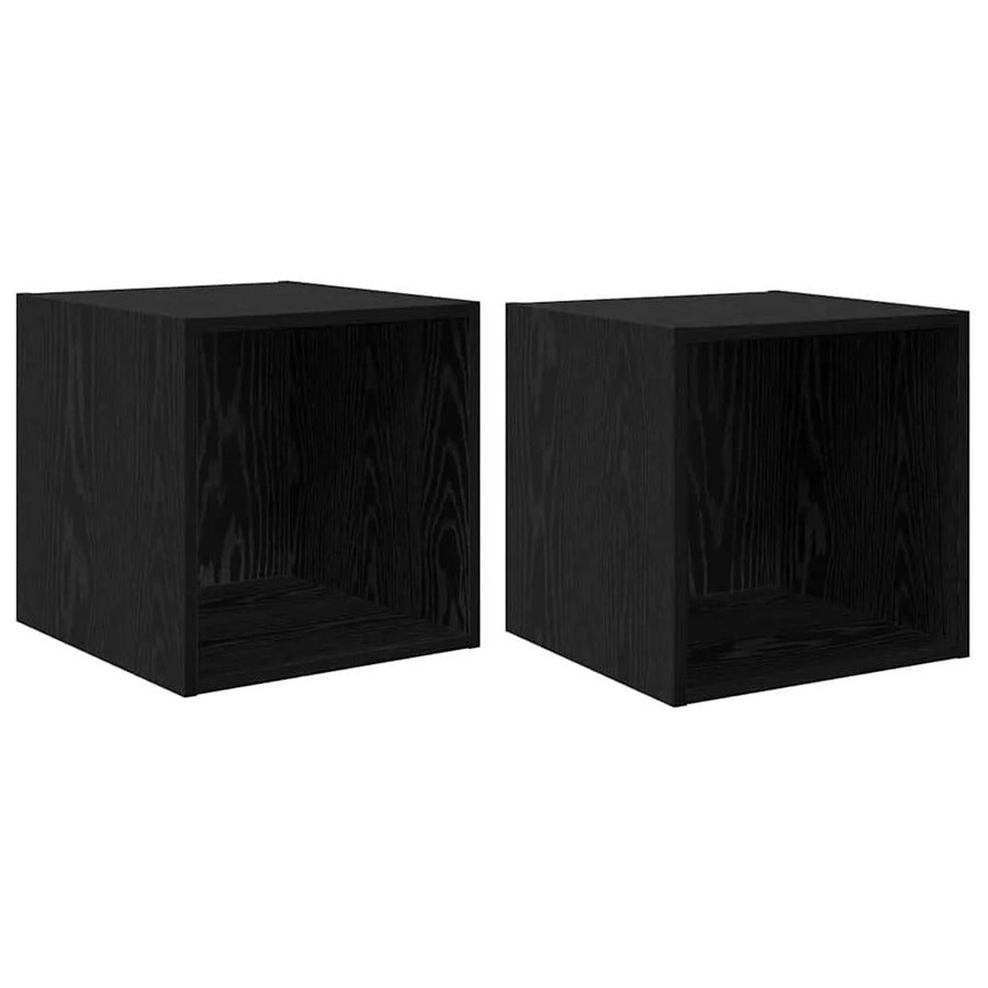 vidaXL Wandschrank 2er-Set in Schwarz und Eichen-Optik, B/T/H: 37 x 37 x 37 cm - Bild 2