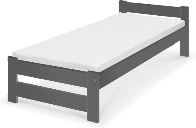 Coemo Bett Classico Bettgestell aus Massivholz Kiefer mit Lattenrost, anthrazit, B: 90 cm, L: 200 cm - Bild 1
