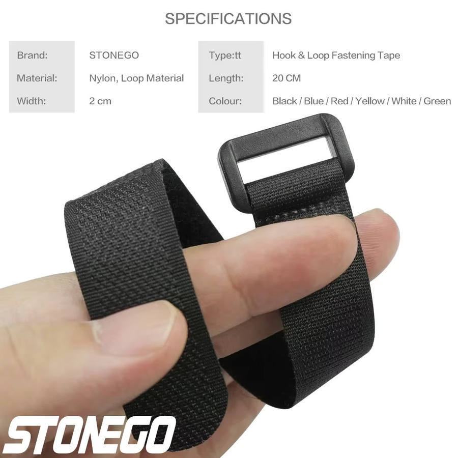 STONEGO 10 Stück wiederverwendbare Kabelbinder aus Nylon mit Klettverschluss in Blau für dein Kabelmanagement - Bild 2