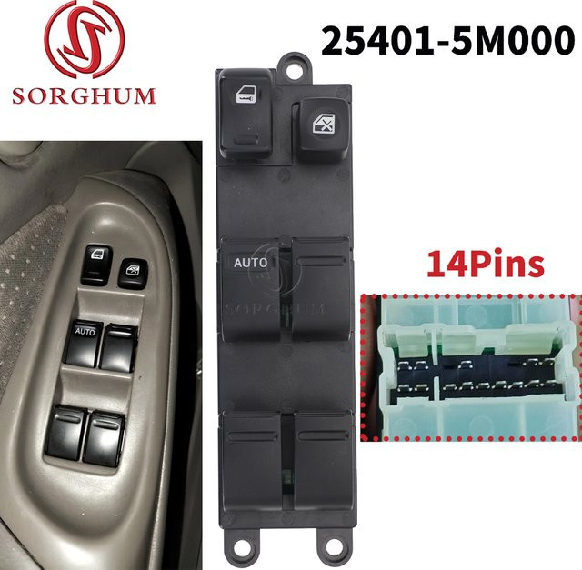 Fensterheber-Hauptsteuerschalter vorne links für Nissan Sentra, 14 Pins, Schwarz, 25401-5M000 - Bild 1