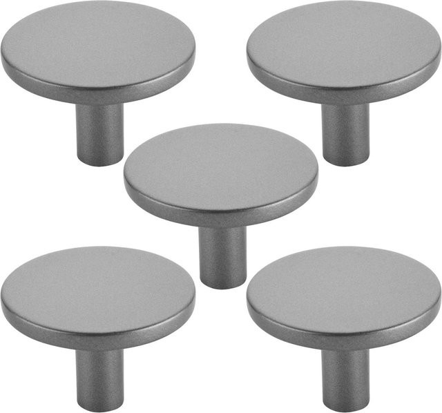 SO-TECH Möbelknopf SW169 Set aus 5 Stück in Titanoptik Grau Matt aus Metall Durchmesser: 40 mm - Bild 1