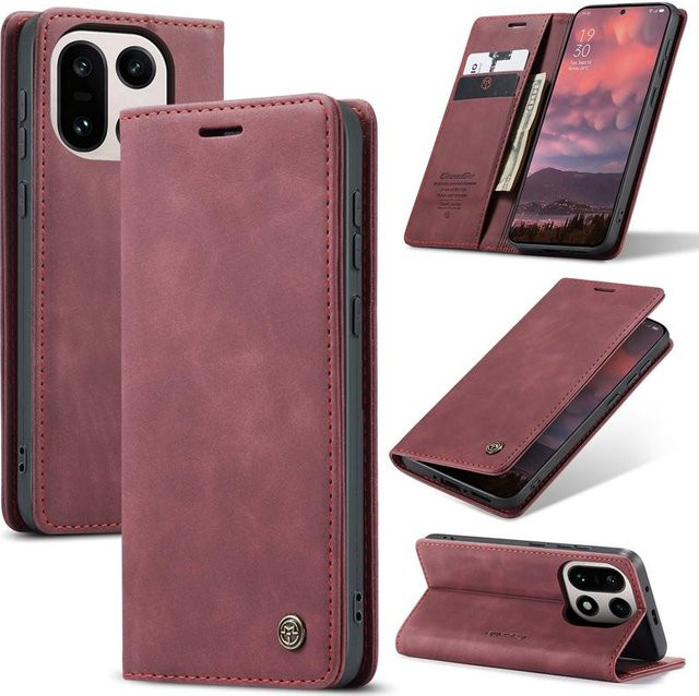 CaseMe Magnetische Retro-Leder-Flip-Brieftasche mit Ständer und Kartenfach für OnePlus 15 in Schwarz, Grün, Braun oder Rot - Bild 1