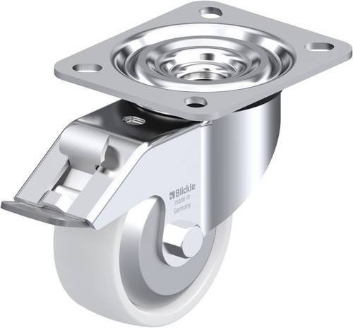 Blickle Lenkrolle L-PPN 80R-FI-FA mit Feststeller, Rad-Durchmesser: 80 mm, Tragfähigkeit: 120 kg, Farbe: Weiß/Silber - Bild 1