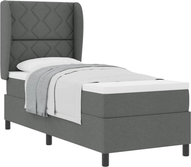 vidaXL Boxspringbett mit Matratze in Dunkelgrau, Stoff, B/T/H: 80 x 200 x 83 cm - Bild 1