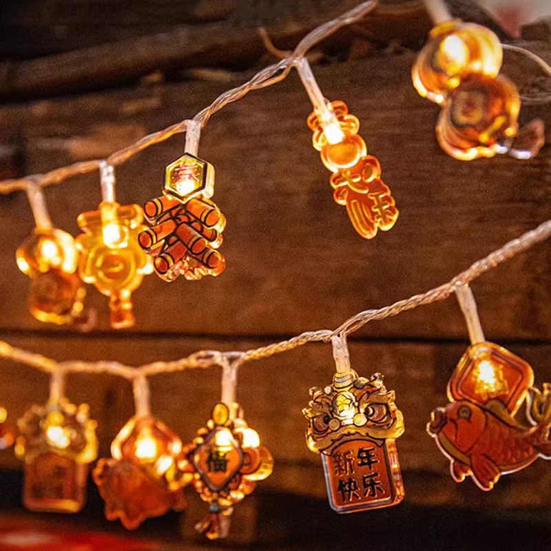LED Lichterkette mit 10 Leuchten für das Chinesische Frühlingsfest, Warmweiß, 1,6 m Länge - Bild 2