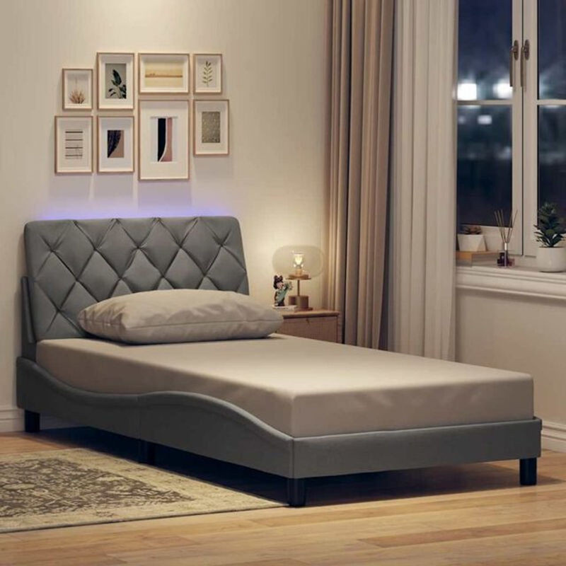 Modernes Polsterbett mit LED von vidaxl in Hellgrau, B/T: 100 x 200 cm - Bild 1