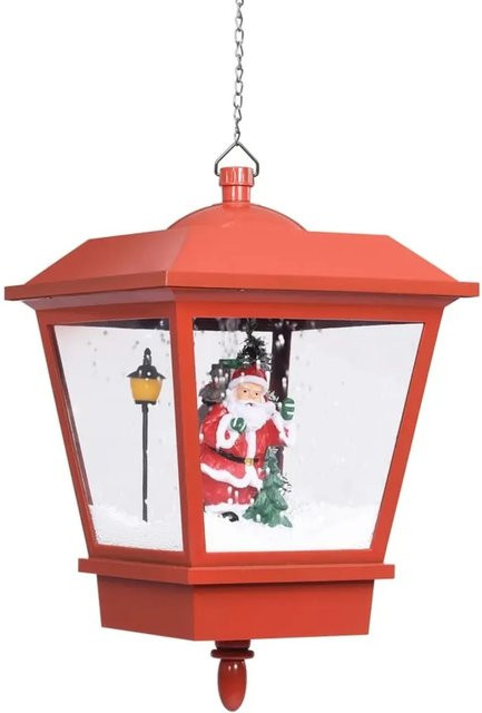 vidaXL Weihnachts-Hängelampe mit LED-Licht und Weihnachtsmann in Rot, Schneefall-Design, B/T/H: 27 x 27 x 45 cm - Bild 1