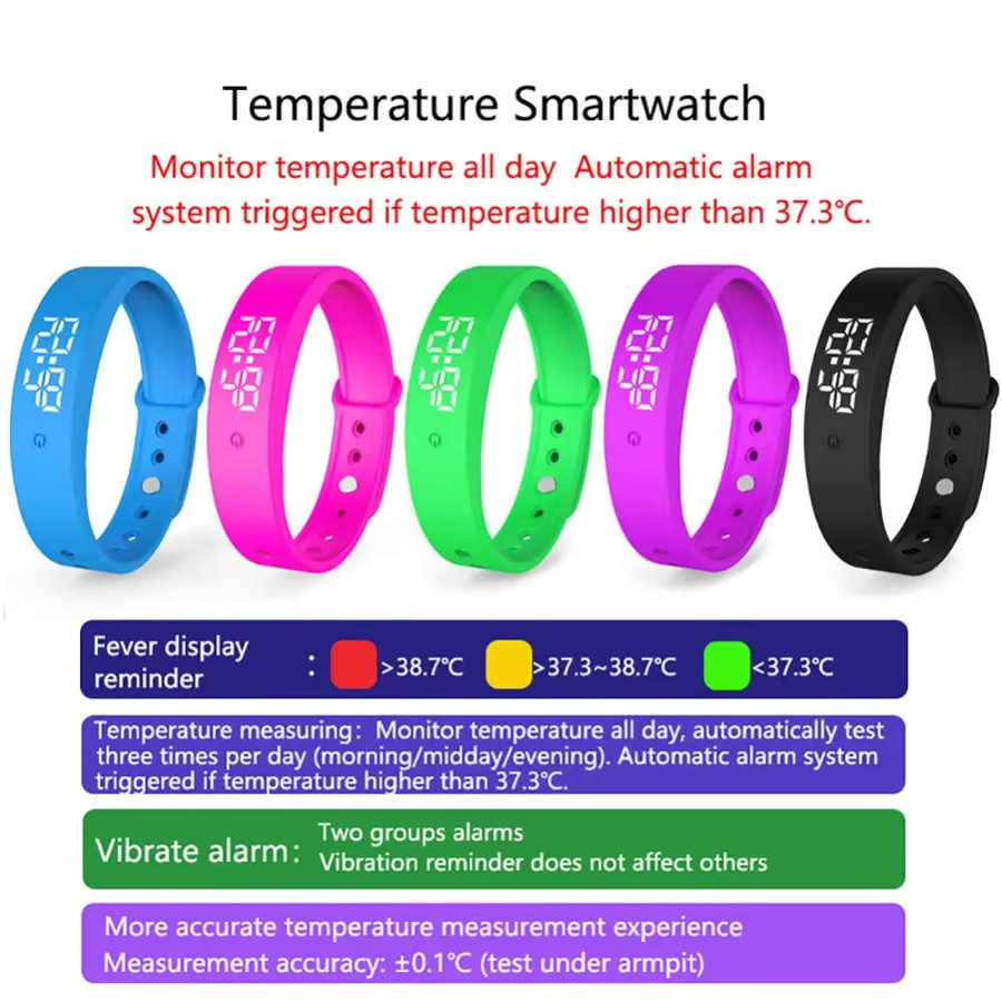 DIXSG LED-Sportuhr mit intelligenter Körpertemperaturüberwachung und Vibrationsalarm als Smartband - Bild 2