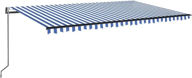 Automatische Markise von furnicato aus Aluminium und Polyestergewebe in Blau und Weiß, B/T/H: 500 x 350 cm - Bild 1