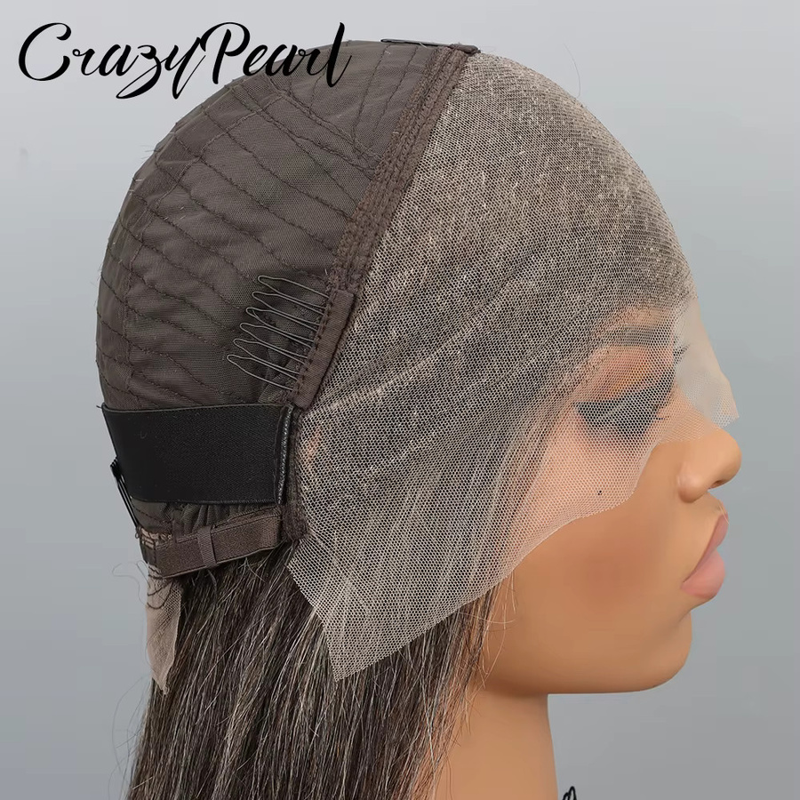 CrazyPearl Bob-Perücke aus Echthaar, Salz-und-Pfeffer-Grau, 13x4 Lace-Frontal - Bild 3
