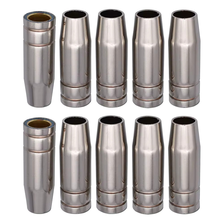 10 Stück konische Gasdüsenbecher aus vernickeltem Messing für MB15AK MIG MAG Schweißbrenner, Farbe: Silber - Bild 5
