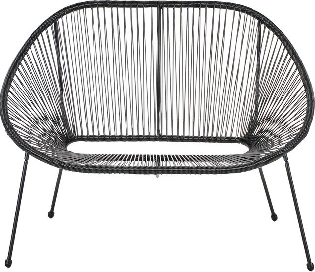 Beliani Gartenbank in Schwarz aus Rattan und Metall im Boho-Stil, B/T/H: 114 x 78 x 88 cm - Bild 1