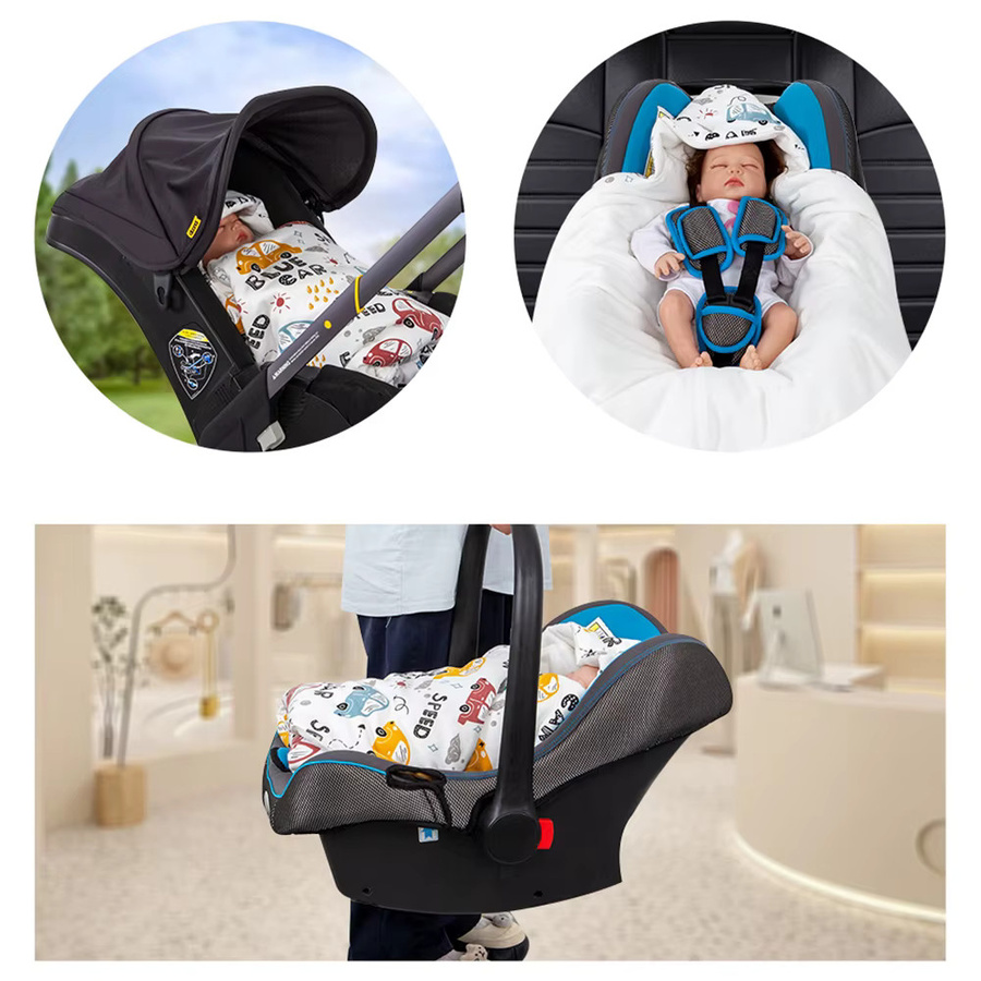 HOUSBAY Babydecke mit Kapuze aus weicher Baumwolle für Herbst und Winter, buntes Auto-Design, Mehrfarbig - Bild 2
