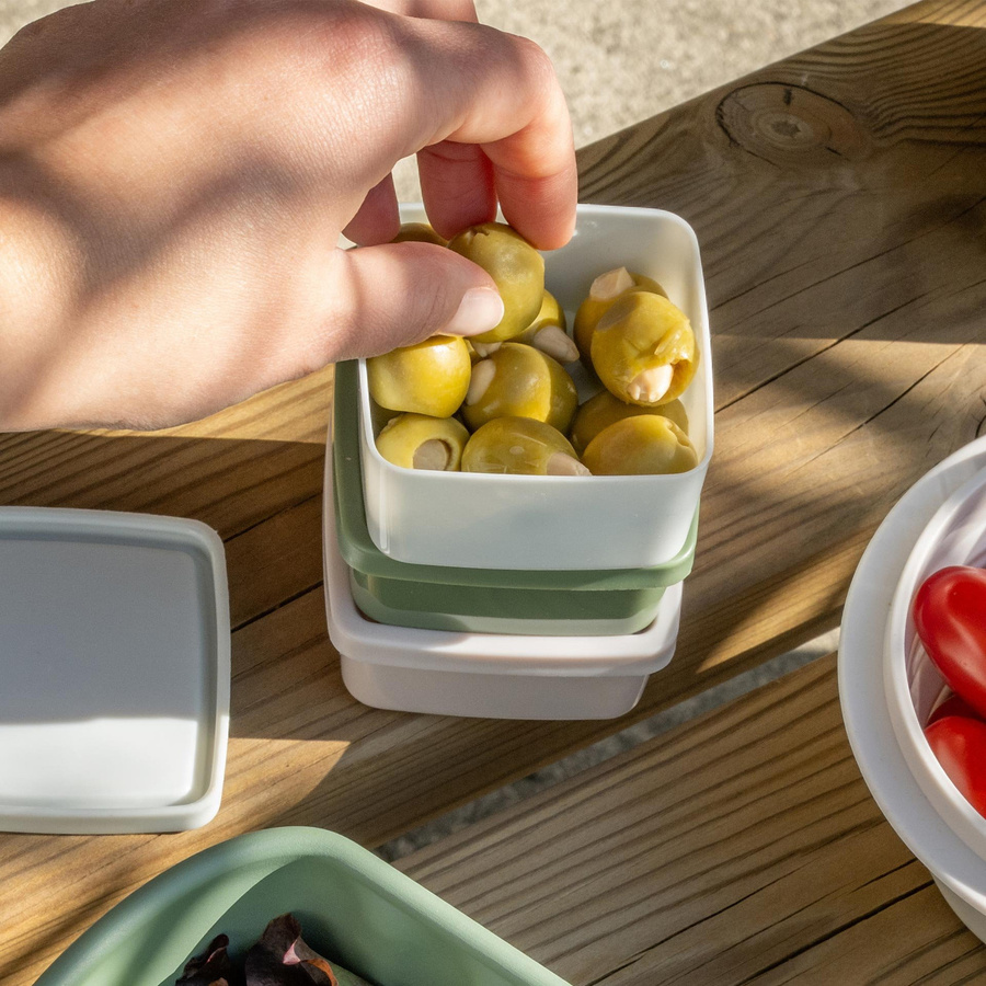 Fackelmann Snack Box Be The Move, 3er Set, eckig, aus Kunststoff, Farben: Grau, Blau, Beige, Breite: 7 cm, Tiefe: 7 cm, Höhe: 3,5 cm - Bild 2