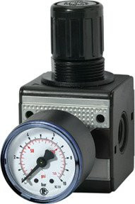 Riegler Druckregler multifix mit Manometer, BG 3, G 3/4, 0,1 - 3 bar, Schwarz - Bild 1