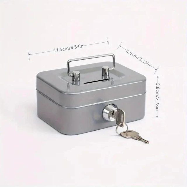 LChome Geldkassette aus Edelstahl in Grau, tragbarer Mini-Safe und Spardose aus Metall - Bild 1