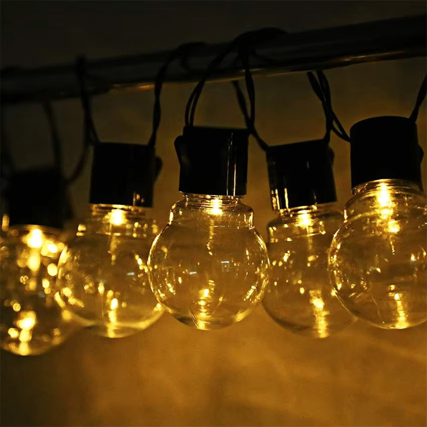 Batteriebetriebene LED Lichterkette im Retro-Design mit warmweißen Glühbirnen für Silvester, Hochzeit und Weihnachten, transparent - Bild 2