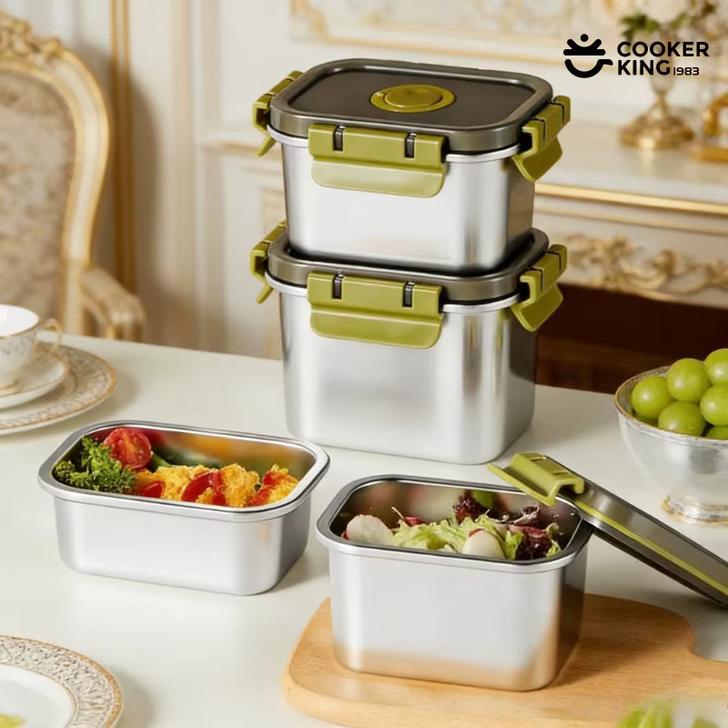 Cooker King B.Duck Fresh Box isolierte Lunchbox aus Edelstahl und PP mit Clip-Verschluss, 420 ml, 660 ml und 900 ml - Bild 3