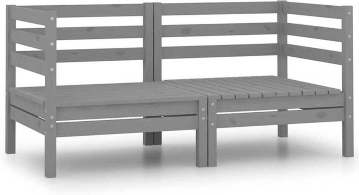 vidaxl Garten-Ecksofa Set aus Massivholz Kiefer, 2 Stück, Grau, modular segmentiert - Bild 1