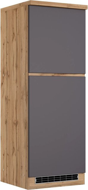 Held Möbel Küchen-Kühlschrankumbauschrank Turin in Graphit und Wotaneiche, Breite: 60 cm, Höhe: 166 cm, Tiefe: 60 cm - Bild 1