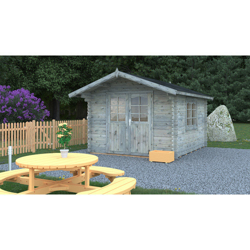 Blockbohlenhaus PALMAKO Sally aus Holz in Grau, B/H/T: 362 x 263 x 360 cm - Bild 2