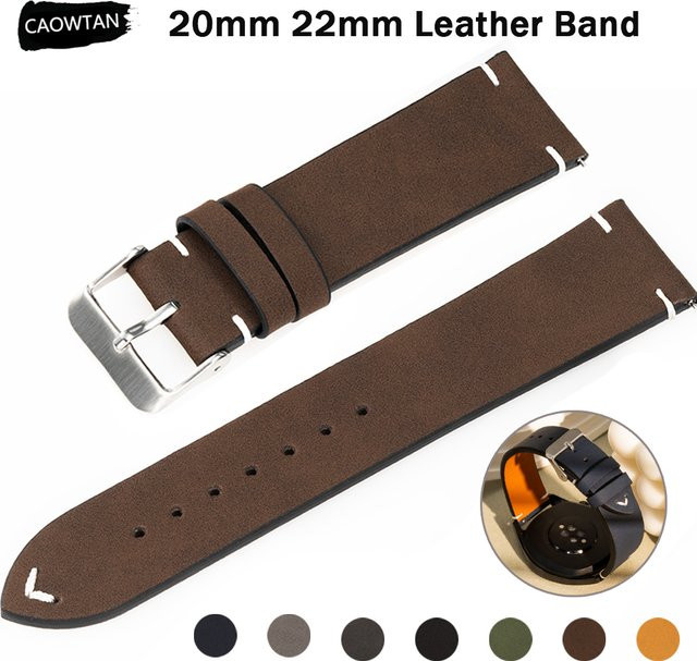 CAOWTAN Uhrenarmband Leder, Schwarz, Unisex - Bild 1