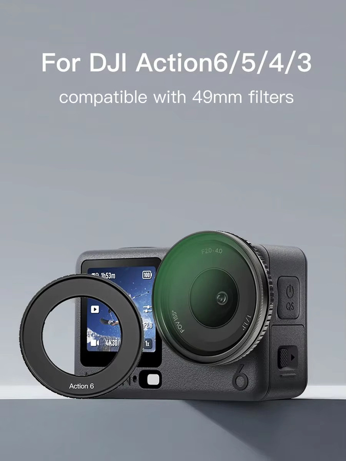 DJI Osmo Action 6/5/4/3 Filterhalter in Schwarz für UV, CPL, ND, Stern, Schwarz Nebel, GND und Close-up Filter Sportkamera Zubehör - Bild 6