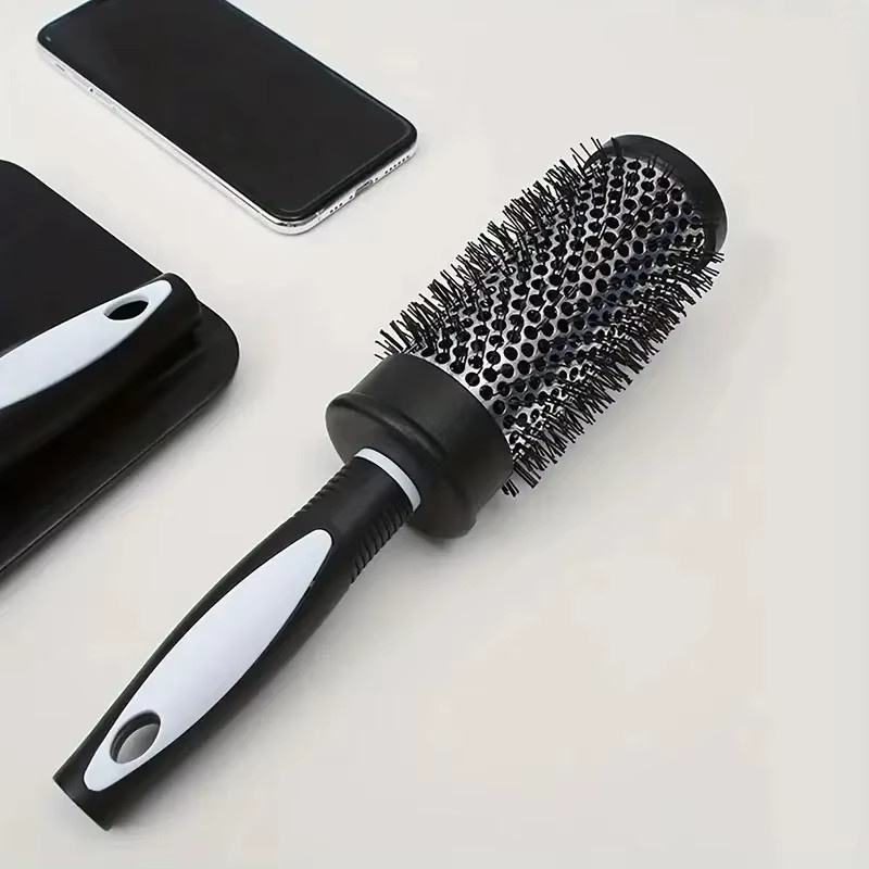 Runder Lockenrollenkamm, Nylonborsten, Schwarz, Unisex - Bild 3