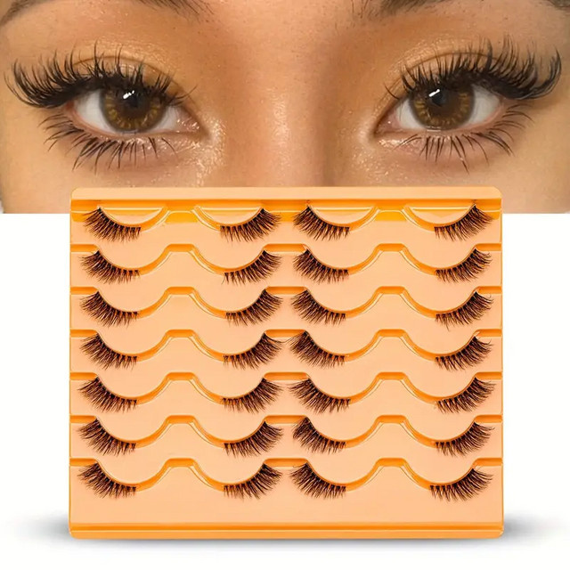 14 Paar halbe Wimpern, natürlich, wiederverwendbar - Bild 1