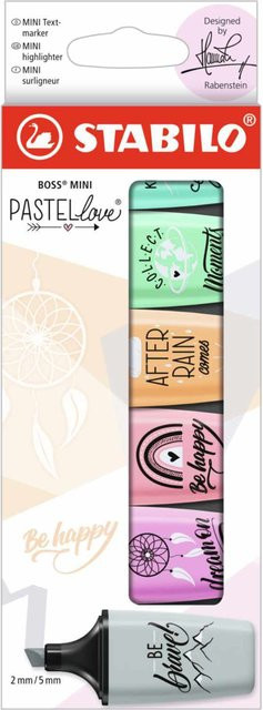 STABILO Textmarker Boss Mini Pastelllove Edition Hannah Rabenstein Set mit 6 Farben (Türkis, Grün, Pink, Gelb, Lila, Multicolour) - Bild 1