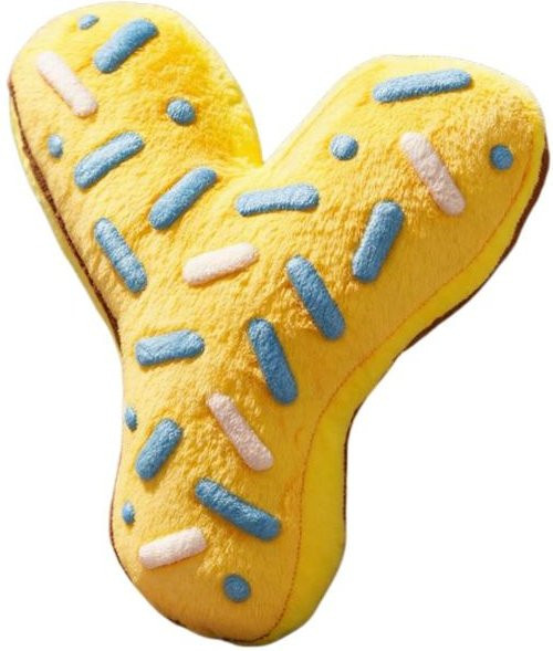 Alphabet Donut Buchstaben Plüschkissen aus Polyester in Gelb, weiches Dekokissen für Sofa und Bett, Durchmesser: 10 cm - Bild 1