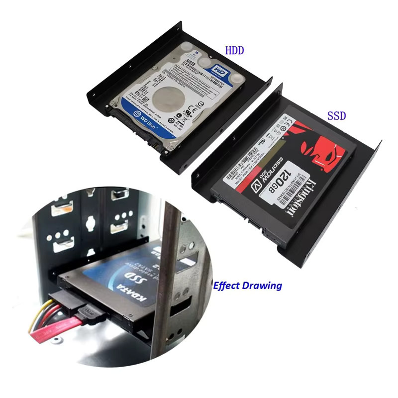 OUYUANSU Festplattenadapter Montagehalterung für 2,5 Zoll auf 3,5 Zoll SSD und HDD in Schwarz - Bild 5