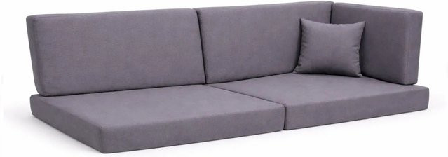 Setgarden Comfort Palettenkissen 6er Set für Outdoor in Grau mit Sitzkissen und Rückenkissen, Sitzkissen B: 120 cm, T: 60 cm, H: 10 cm und Rückenkissen B: 120 cm, T: 40 cm, H: 10 cm - Bild 1