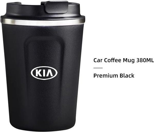 Edelstahl Thermobecher Auto-Kaffeebecher für KIA in Schwarz, 380ml - Bild 1