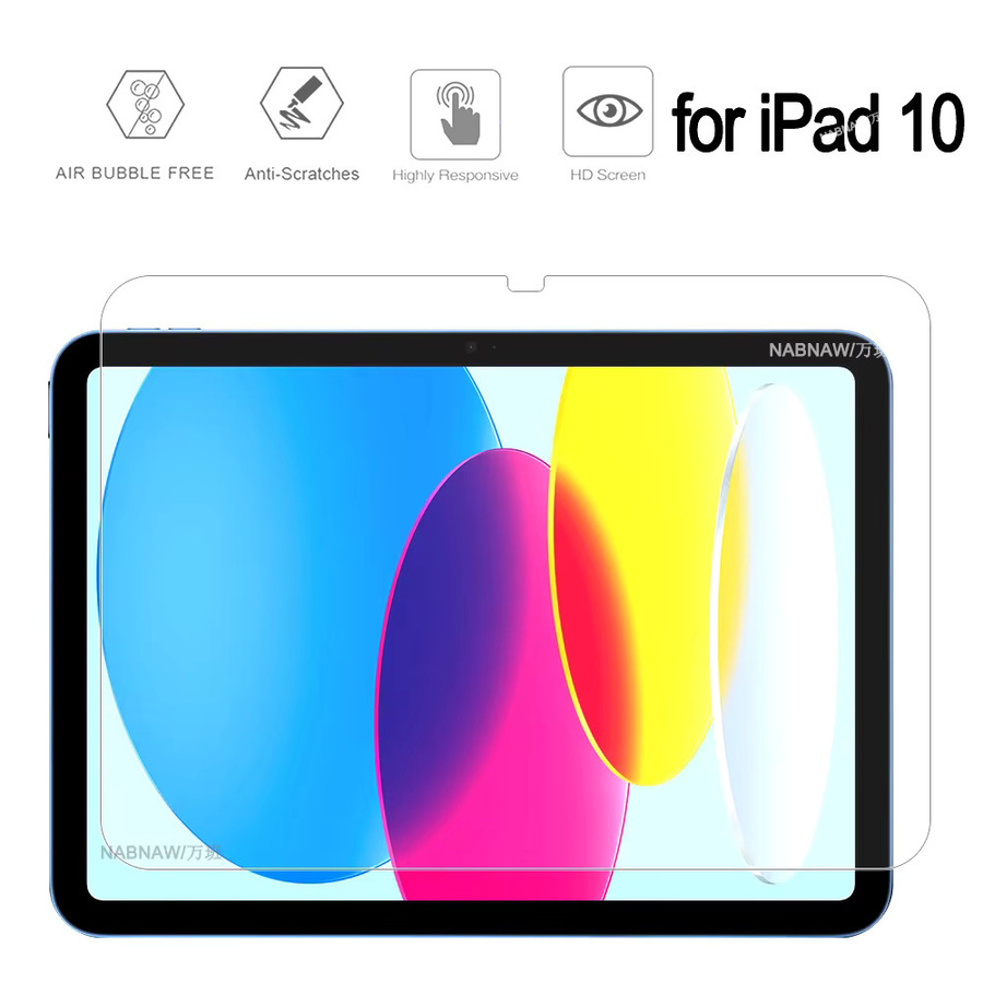 NABNAW Displayschutzfolie aus gehärtetem Glas für iPad 10. Generation 10,9 Zoll, transparent, kratzfest, passend für Modelle A2757, A2777 und A2696 - Bild 2