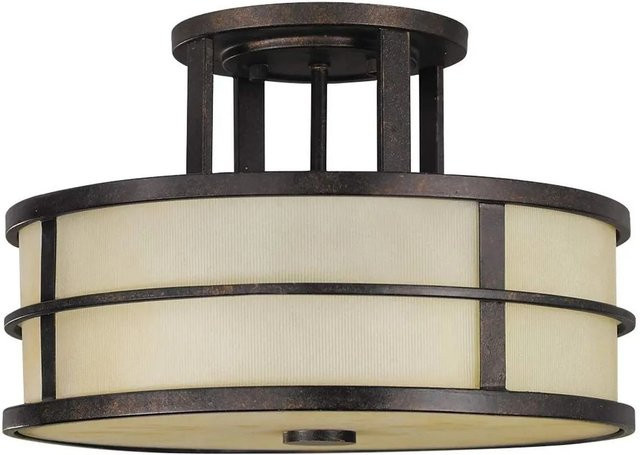 Licht-Erlebnisse Deckenleuchte Rund aus Metall und Glas in Gold/Messing oder Bronze, Durchmesser: 34,3 cm, 3x E27 - Bild 1