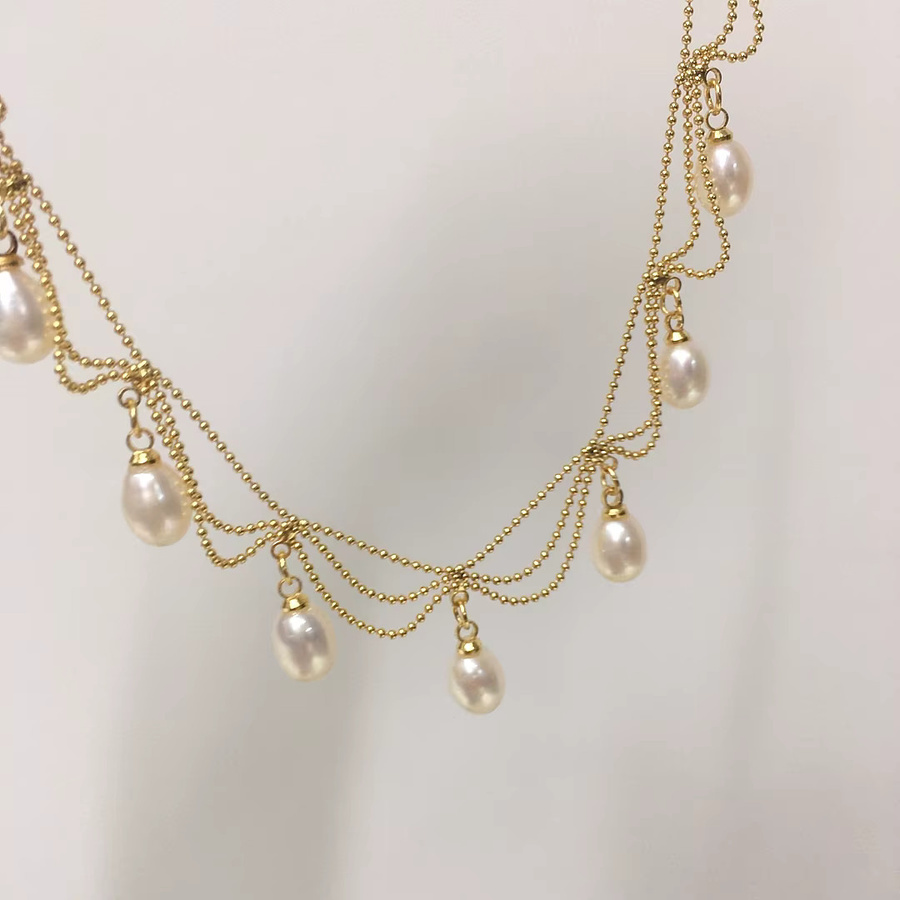 ZHBORUINI Halskette, Perle, Gold, Damen - Bild 2