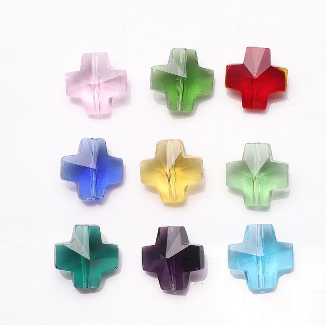 YUANZHIRUN Kreuz-Charms-Anhänger, Kristall, Weiß, Unisex, 14 mm - Bild 1