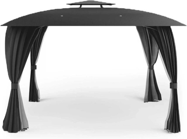 Osoltus Garten Pavillon Amrum Anthrazit mit Seitenwand und Moskitonetz, B/T: 3,3 x 3,3 m - Bild 1