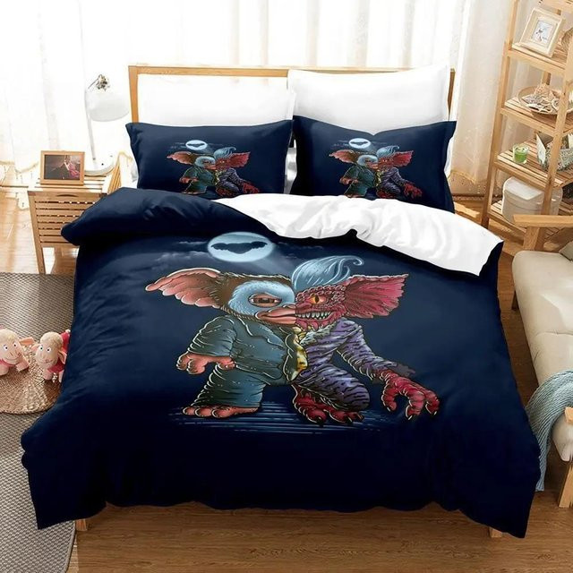JMG Household Supplies Gremlins Bettwäsche-Set aus Mikrofaser in Blau mit Bettbezug und Kissenbezug, B/H: 135 x 200 cm - Bild 1