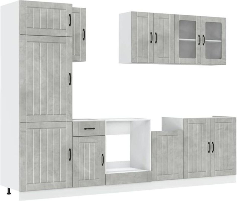 8-tlg. Küchenschrank-Set Lucca im Landhausstil von vidaxl in Betongrau - Bild 1