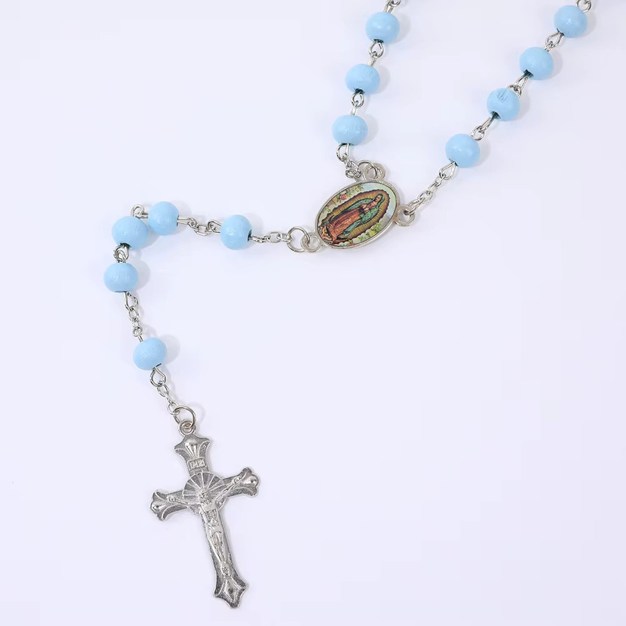 YKGDE Halskette, Blau, Holz, Kreuz-Anhänger, Unisex - Bild 2
