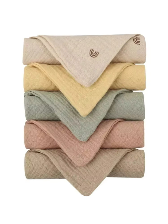5er Set Baby Handtücher aus weicher Baumwoll-Gaze in Multicolour für Neugeborene und Säuglinge - Bild 2