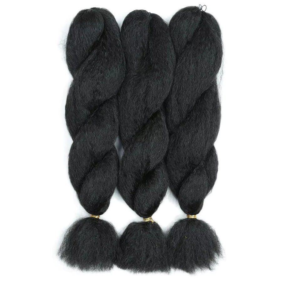 Alibaby Häkel-Füchsin-Bündel, 66 cm, synthetisches Häkelhaar, Schwarz - Bild 6