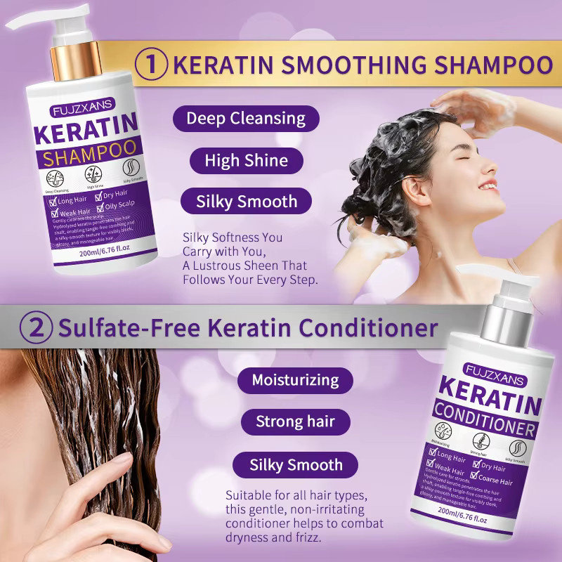 FUJZXANS Keratin Shampoo und Conditioner Set, Trockenes und strapaziertes Haar - Bild 2