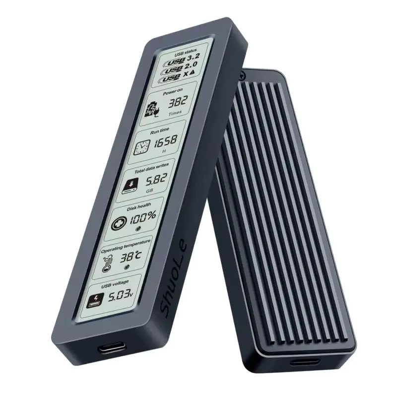 Kebidu M.2 NVMe und SATA SSD-Gehäuse mit Display, 10Gbps USB 3.2 Gen2 und USB-C Anschluss, Schwarz - Bild 5