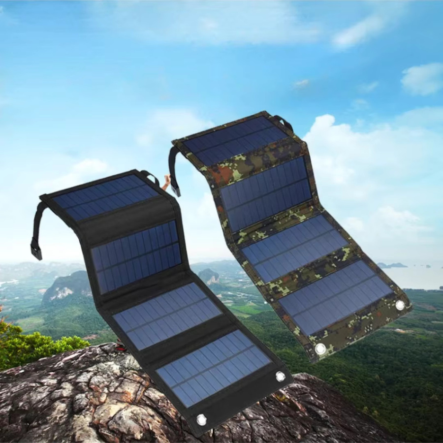 Tragbares faltbares 20W Solarpanel in Schwarz als wasserdichtes USB Handy Ladegerät für Outdoor, Camping und Wandern - Bild 2